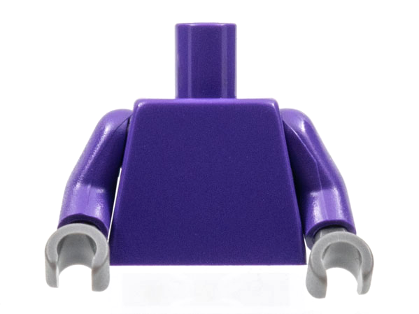 Dark purple plain torso with dark purple arms and dark bluish gray hands.