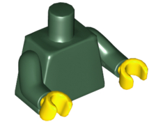 Dark green plain torso with dark green arms and yellow hands.