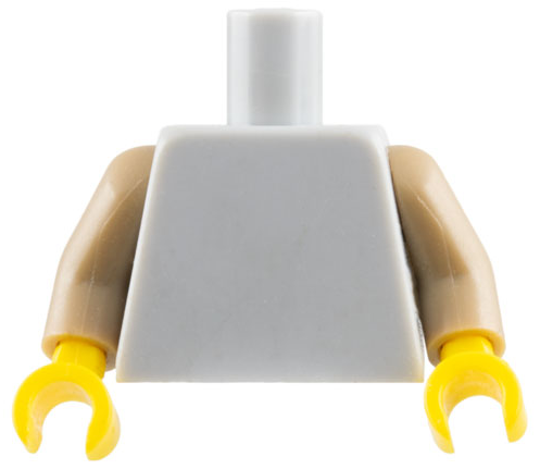 Light bluish gray plain torso with dark tan arms and yellow hands.