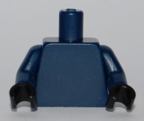 Dark blue plain torso with dark blue arms and black hands.