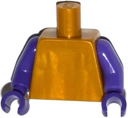 Pearl gold torso with dark purple arms and dark purple hands.