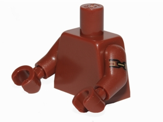 Reddish brown torso with reddish brown arms and hands. A black and dark tan band is printed around the left upper arm.