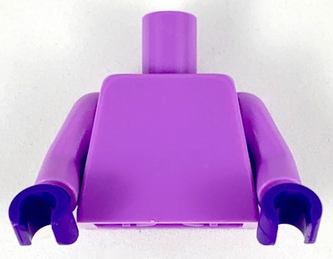 Medium lavender plain torso with medium lavender arms and dark purple hands.