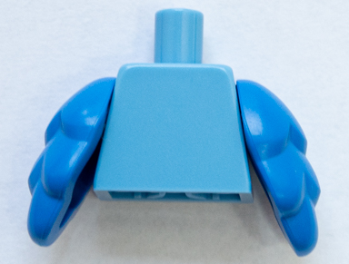 Medium blue plain torso with molded blue bird wings in place of arms.