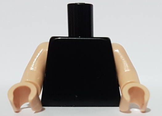 Plain black torso with light nougat arms and light nougat hands.