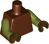 Plain torso with olive green arms and dark brown hands.