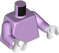 Lavender torso with lavender arms and white hands.