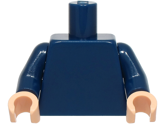 Dark blue torso with dark blue arms and light nougat hands.