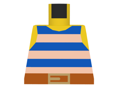 LEGO minifigure torso - pirate / blue vest, striped shirt - Extra