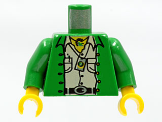 Lego New Green Minifigure Torso Plain Green Arms Yellow Hands D370