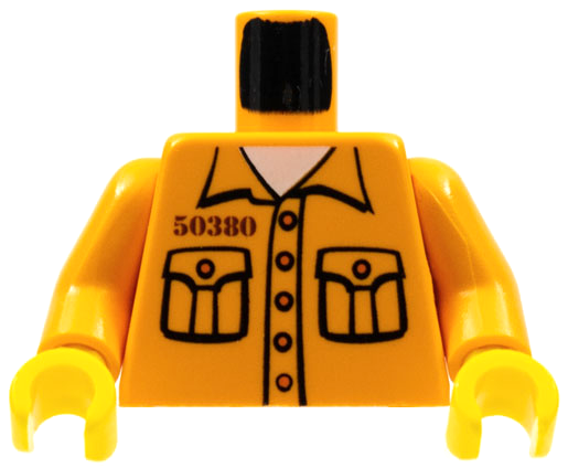 Torso Jail-Breaker Pockets, Part Hands / 973pb0286c01 Yellow Pattern with Arms \'50380\' Shirt / : Orange 2 | BrickLink Medium