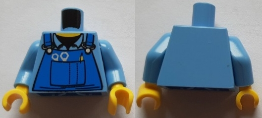 Lego Minifig Blue Torso x 4 with Yellow Hands 