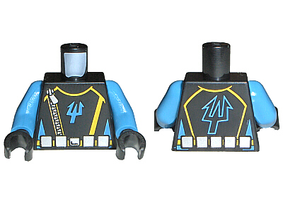 LEGO Black Aquaraiders Minifigure Helmet Body Part Accessory Trident Pattern