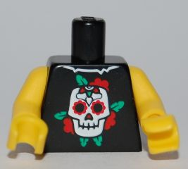 Lego MInifigure Day of the Dead Torso shirt Skull Head Red Roses Face Love  Ninja