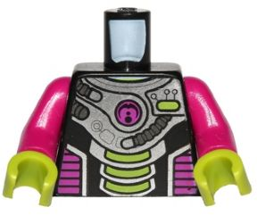 Lego Torso Alien Conquest Alien Three Lime Bars Pattern / Magenta Arms / Lime Hands