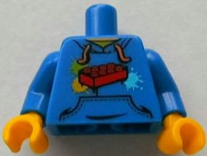 Torso Hooded Sweatshirt with Blue Pocket, Drawstring and Red Brick Pattern  / Blue Arms / Yellow Hands : Part 973pb1076c01 | BrickLink