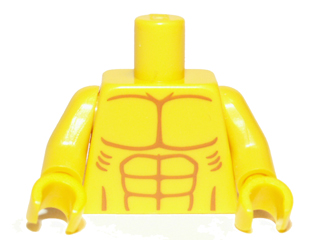 Lego New Yellow Torso Bare Chest with Muscles White Boxing Belt Pattern 