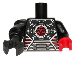 LEGO 6 SPYRIUS MINIFIGURE TORSOS SPACE ROBOT BLACK ARMS RED HANDS PARTS 