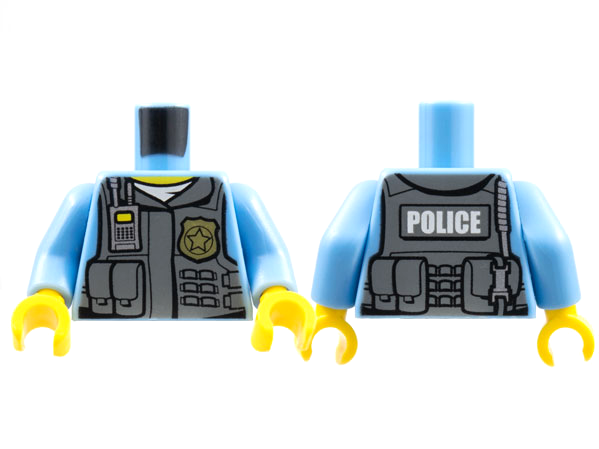 Lego Minifigure body parts torso arms Leather jacket police on back 973pb0797c01