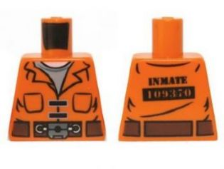 Lego New Orange Minifigure Torso Batman Prisoner Female Jumpsuit Belt Undershirt 