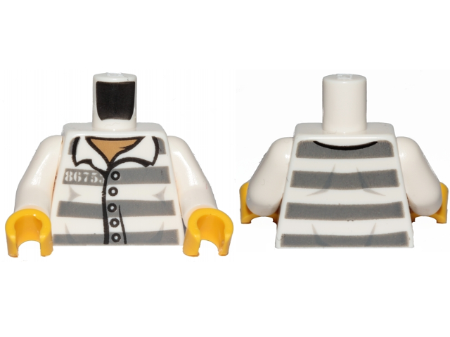 Lego White Torso x 10 with Yellow Hands for Minifigure 