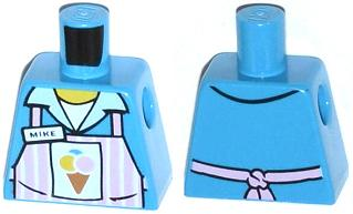 Lego Torso Pink Apron with White Stripes with Ice Cream Cone and 'MIKE' Name #98 
