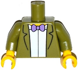 TORSO M004 Lego Male Green Suit Lime Bow Tie & Gold Belt Buckle Leprechaun NEW 