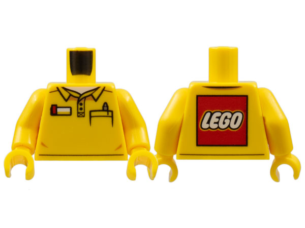 Lego New Yellow Torso Polo Shirt with Pocket with Pen and LEGO Logo on Reverse