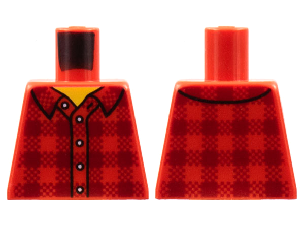 Lego New Red Torso Plaid Flannel Shirt with Collar 5 Buttons Pattern Piece