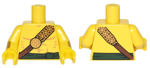 Lego New Yellow Minifig Torso Bare Chest with Reddish Brown and Gold Strap 