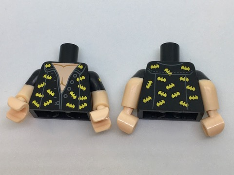 Lego New Medium Dark Flesh Torso Batman Muscles Outline with Animal Print Top 