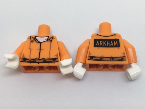 Bricklink Part 973pb2568c01 Lego Torso Batman Prisoner Jumpsuit With Belt White Undershirt And Arkham On Back Pattern Orange Arms White Hands Minifigure Torso Assembly Decor Bricklink Reference Catalog