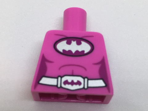 Lego New Dark Pink Minifig Torso Batman Female Logo Magenta Oval and Silver Belt