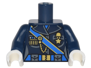 Torso Female Military with Blue Sash and Belt and Gold Chain and Medals Pattern / Dark Blue Arms / White Hands : 973pb2793c01 | BrickLink