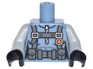 Lego New Light Bluish Gray Minifigure Torso Scuba Suit Utility Belt 3 Pouches