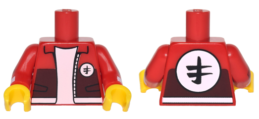 Red Jacket Striped Trim Buttons Pockets NEW LEGOMinifigure Torso 