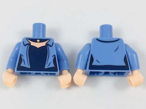 Lego 1 Body Torso For Female Girl Minifigure Blue Body Warmer Jacket Coat
