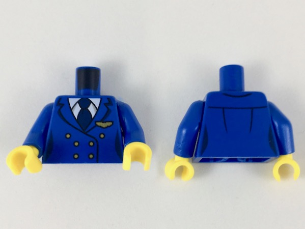 LEGO Minifigure Torso with Blue Suit and Buttons Pattern
