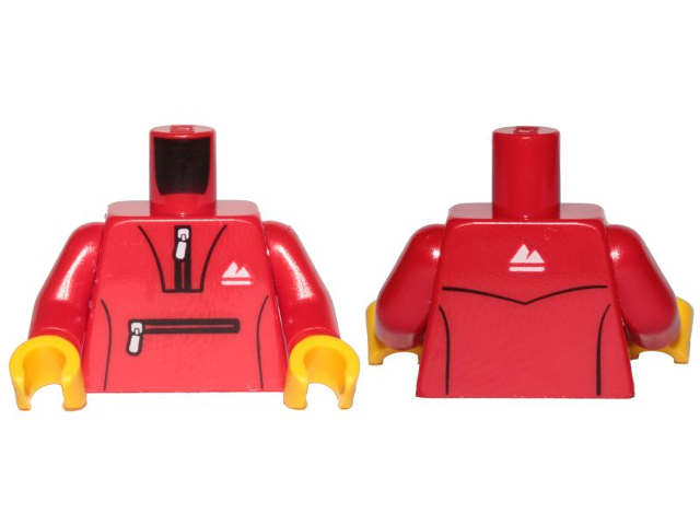 Lego New Red Torso Tracksuit with White Zippers Mountain Logo Pattern Red Piece 