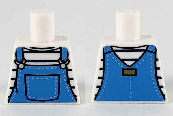 Lego New Torso Overalls with Pen in Pocket and Safety Stripe Shirt Pattern 