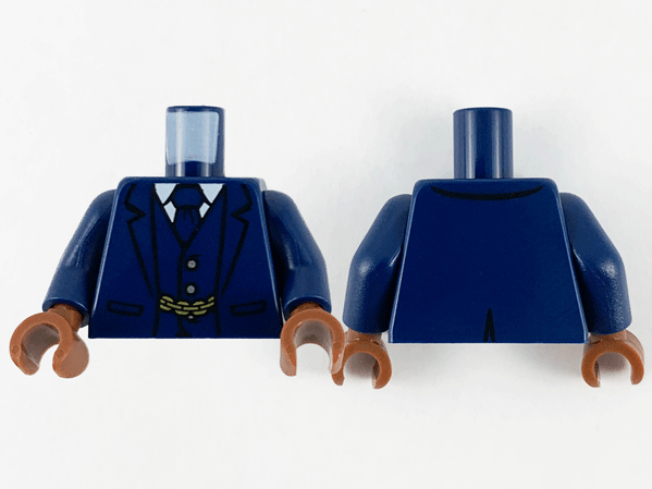 Lego New Dark Blue Minifigure Torso Suit Pinstripe Jacket Gold Tie Pattern 