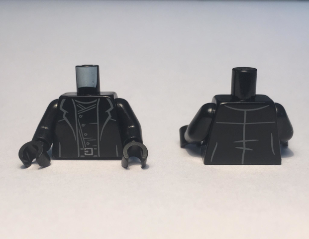 LEGO Minifigure Legs BLACK with Light Gray Trench Coat Male Female 