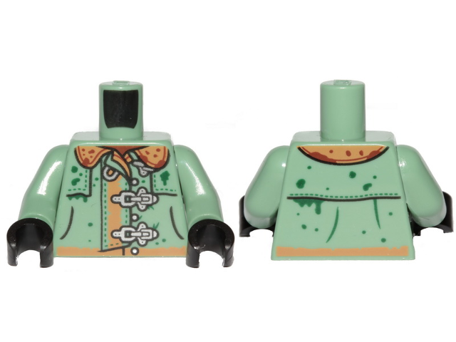 Torso Raincoat Buckles Pattern / Sand Green Arms / Hands : Part 973pb3858c01 | BrickLink