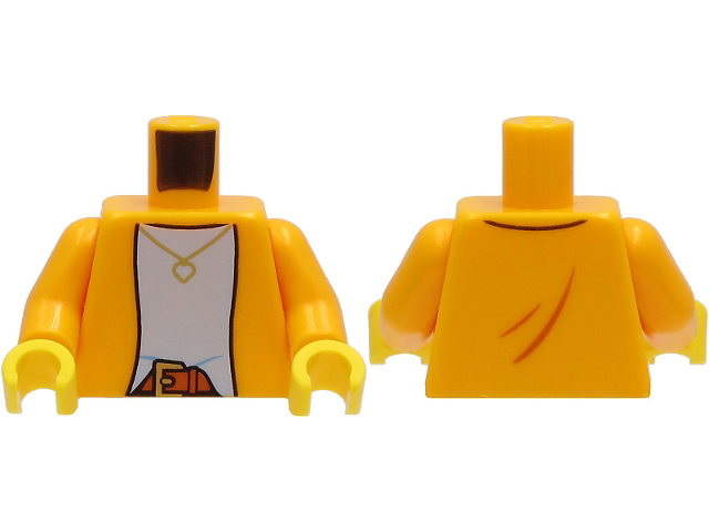 Lego New Pearl Gold Torso Open Coat with Collar Orange with Light Flesh Hands 