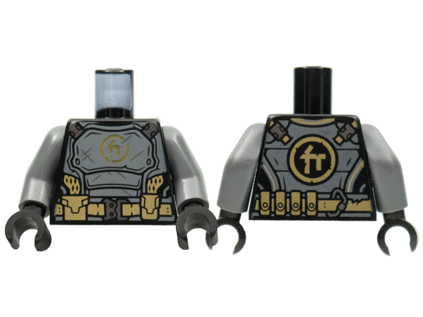 Torso Dark Bluish Gray Breastplate, Gold Ninjago Logogram Letter C 