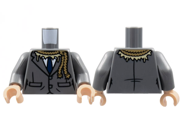 Lego X5 New Dark Bluish Gray Suit Tuxedo Mini Figure Torso W/  Red Tie Pattern 