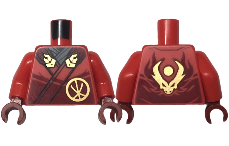 Torso Robe Dark Red Straps, Gold Buckles, Ninjago Logogram 