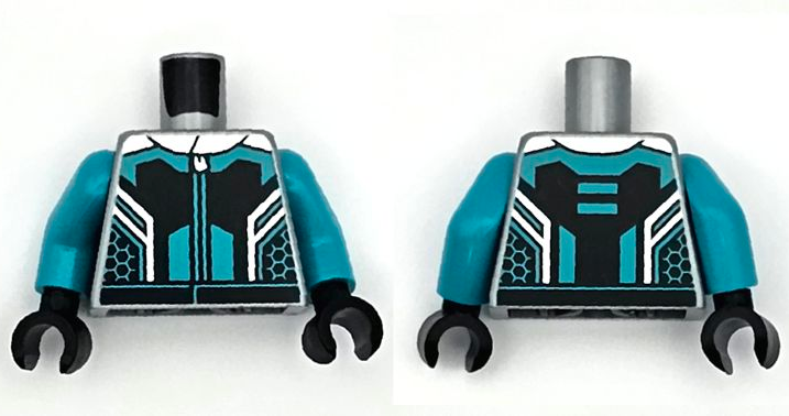 Torso Racing Suit Black Panels, Dark Turquoise Lines and Hem Torso Racing Suit Black Panels, Dark Turquoise Lines and Hem