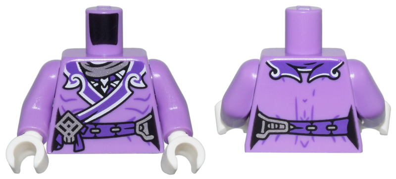 Torso Female Robe with White Trim, Dark Purple Belt, Silver