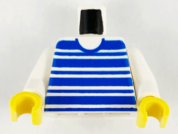 LEGO NEW SOCCER PLAYER MINIFIGURE TORSO BLUE AND WHITE STRIPES PART 